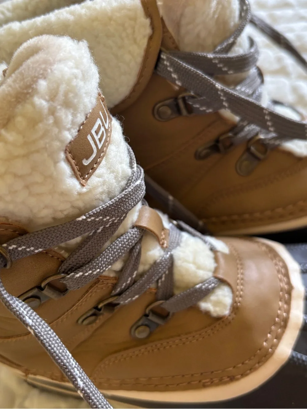 JBU Women's Brown, Blue & Cream Waterproof Winter Boots